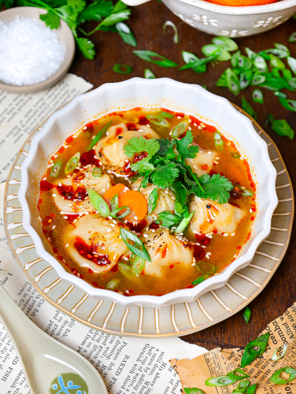 10Minute Chili Crisp Dumpling Soup